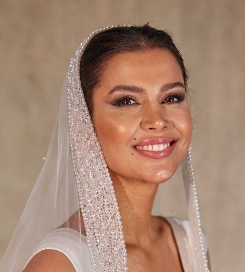 Crystal Beaded Wedding Veil, Wedding Veil