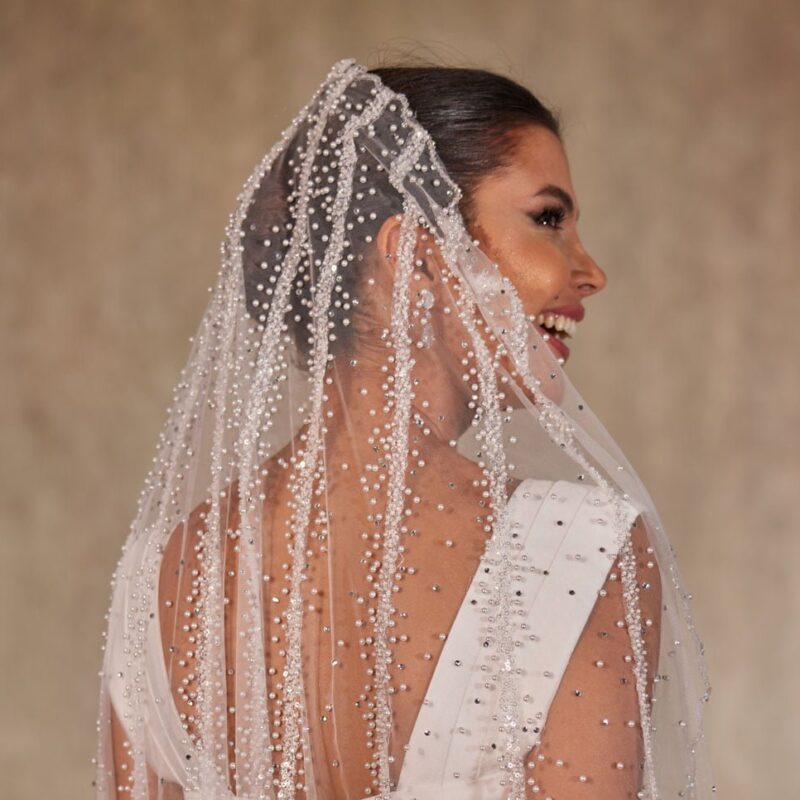 Beaded Wedding Veil, Beaded Bridal Veil, Cathedral Veil