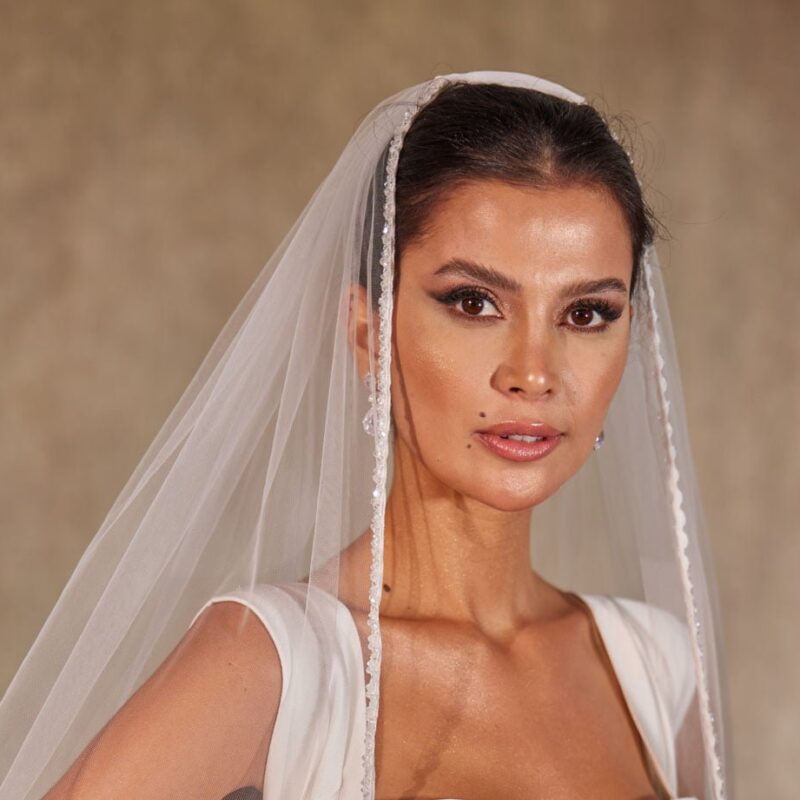 From Drab to Fab: Hand-Beaded Crystal Cathedral Veil Elegant and Chic Beaded Edge Bridal Veil, Cathedral Veil