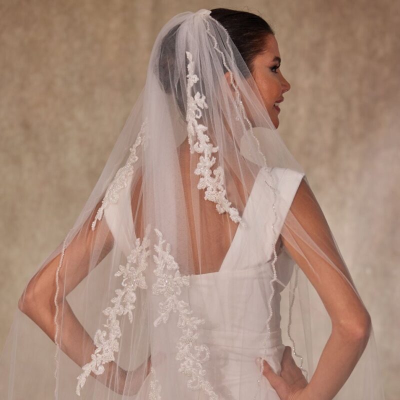 Embroderied Wedding Veil, Embroderied Bridal Veil, Cathedral Veil