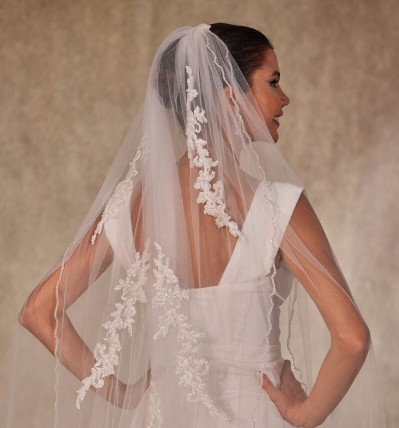 Embroderied Wedding Veil, Embroderied Bridal Veil, Cathedral Veil