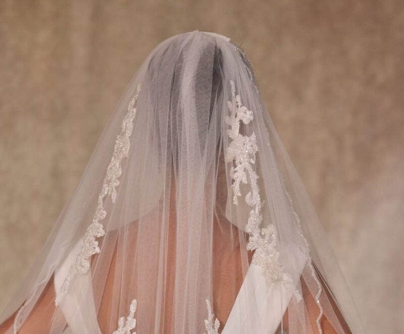 Embroderied Wedding Veil, Embroderied Bridal Veil, Cathedral Veil