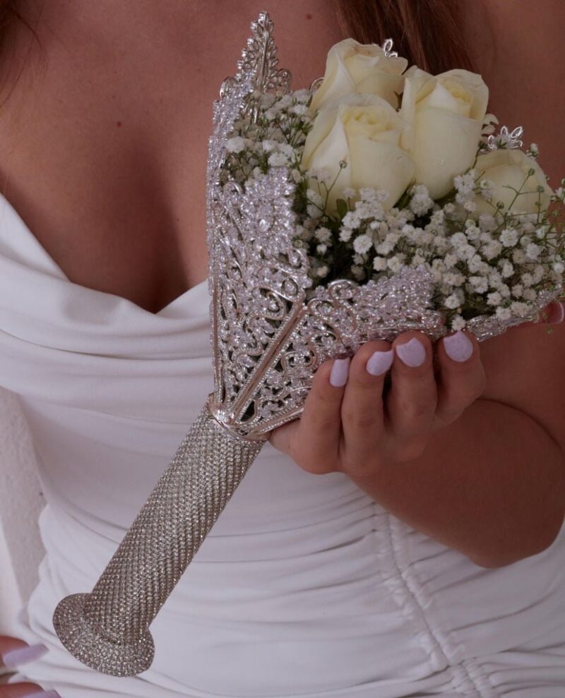 Elegant Bouquet Holder, Silver Color, Luxury Accessories