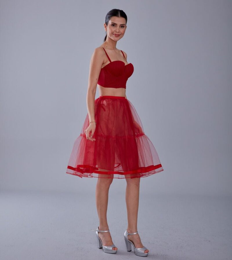 Red Voile Petticoat with Elastic Band - Perfect for Parties