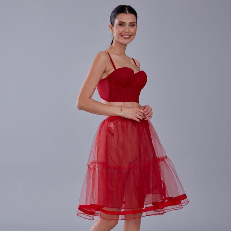 Red Voile Petticoat with Elastic Band - Perfect for Parties