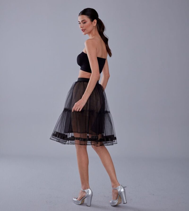 Black Voile Petticoat with Elastic Band - Perfect for Parties