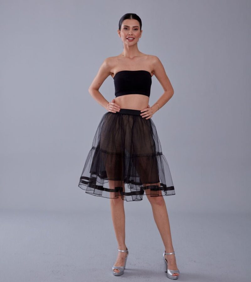 Black Voile Petticoat with Elastic Band - Perfect for Parties