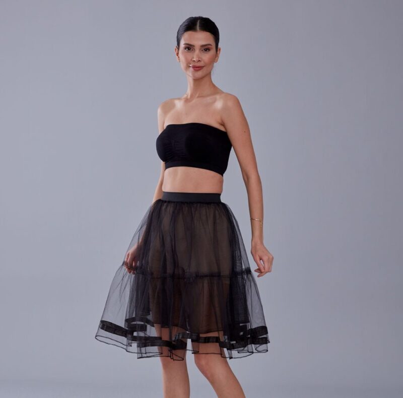 Black Voile Petticoat with Elastic Band - Perfect for Parties