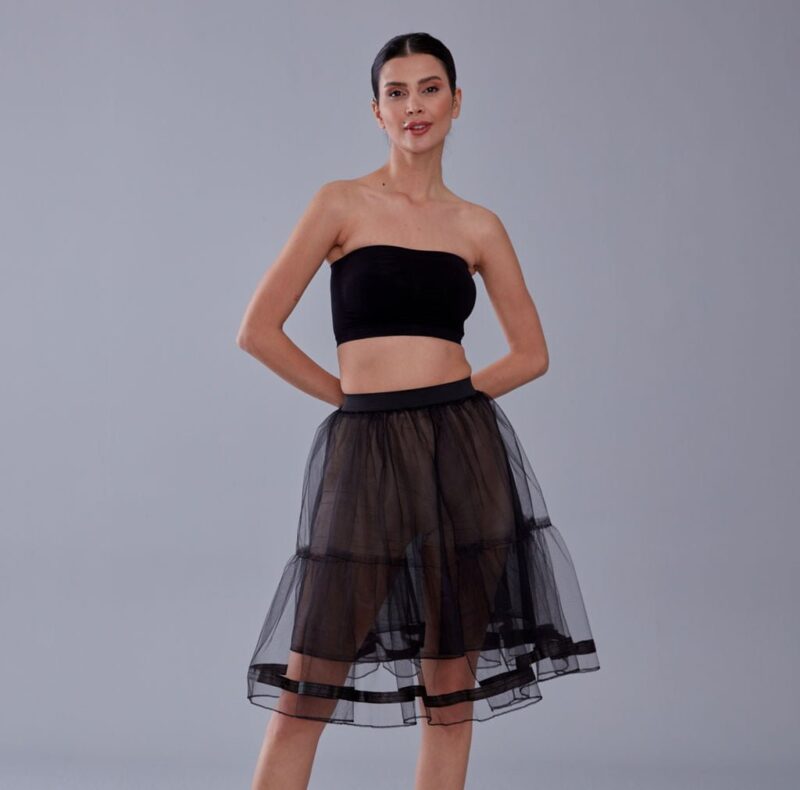 Black Voile Petticoat with Elastic Band - Perfect for Parties