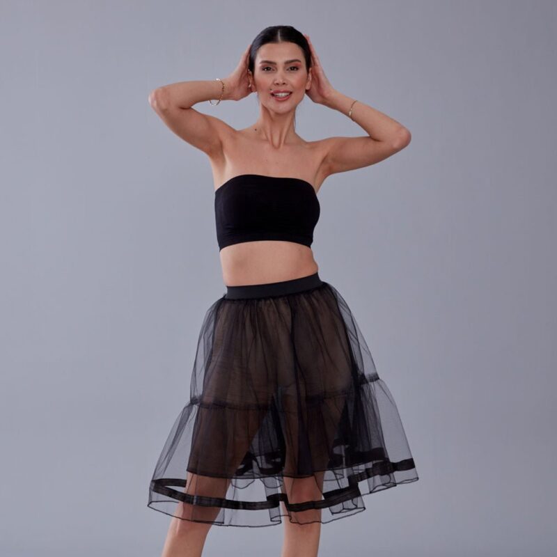 Black Voile Petticoat with Elastic Band - Perfect for Parties