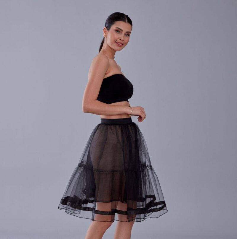 Black Voile Petticoat with Elastic Band - Perfect for Parties