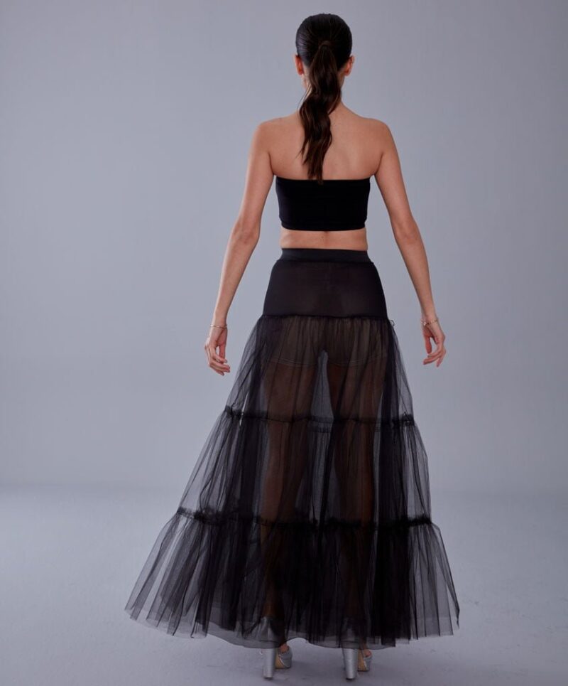 Black Edwardian Style Petticoat with Elastic Band - Gypsy Skirt