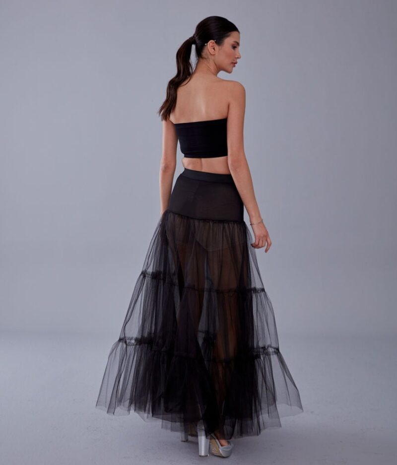 Black Edwardian Style Petticoat with Elastic Band - Gypsy Skirt