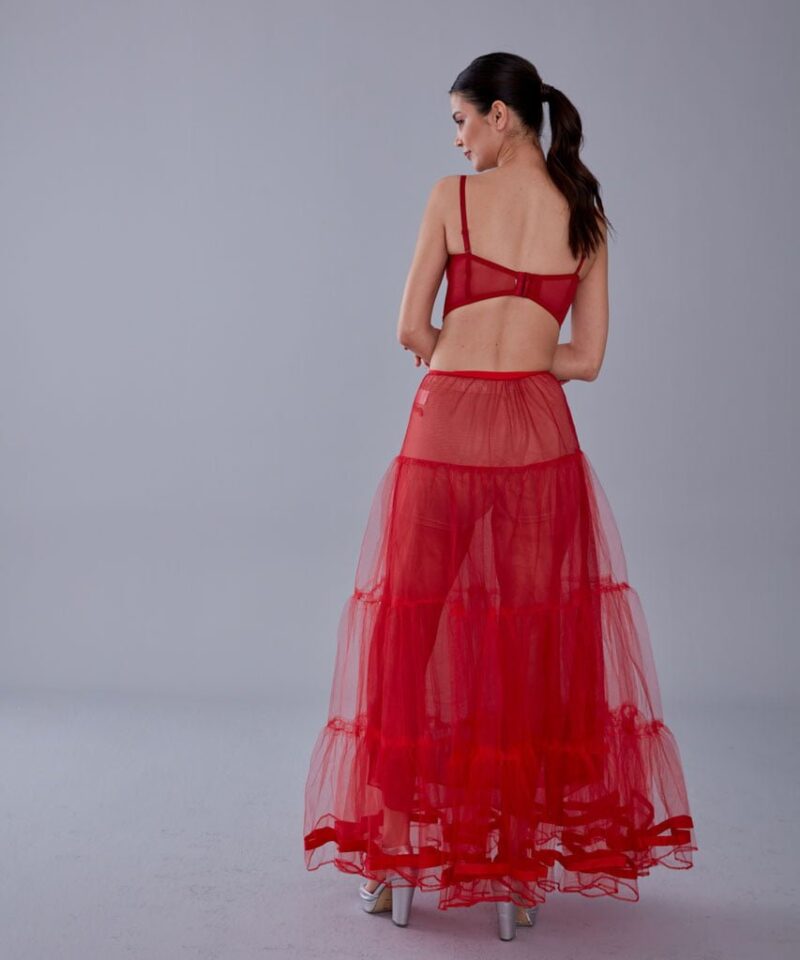 Red Edwardian Style Petticoat with Elastic Band - Gypsy Skirt