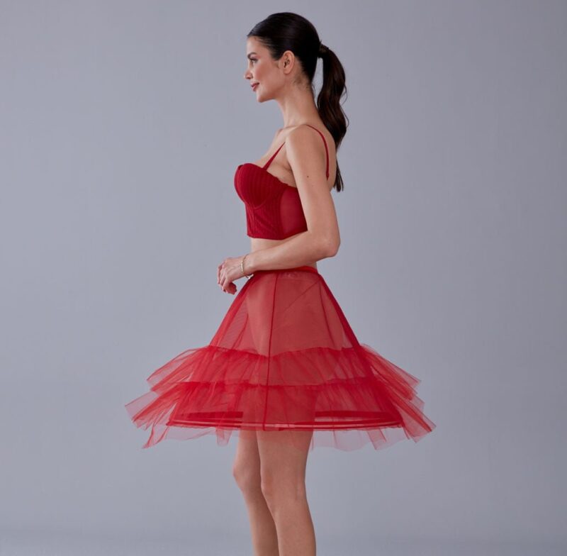 Wedding Dress Underskirt, Red Petticoat